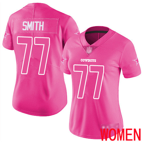 Women Dallas Cowboys Limited Pink Tyron Smith #77 Rush Fashion NFL Jersey->women nfl jersey->Women Jersey